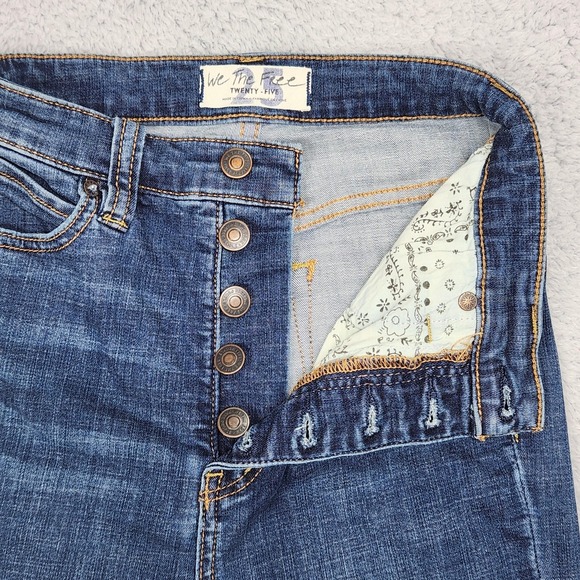 We The Free Jeans Womens 25 Medium Wash High Rise Flare Bell Bottom Button Fly - Picture 11 of 16